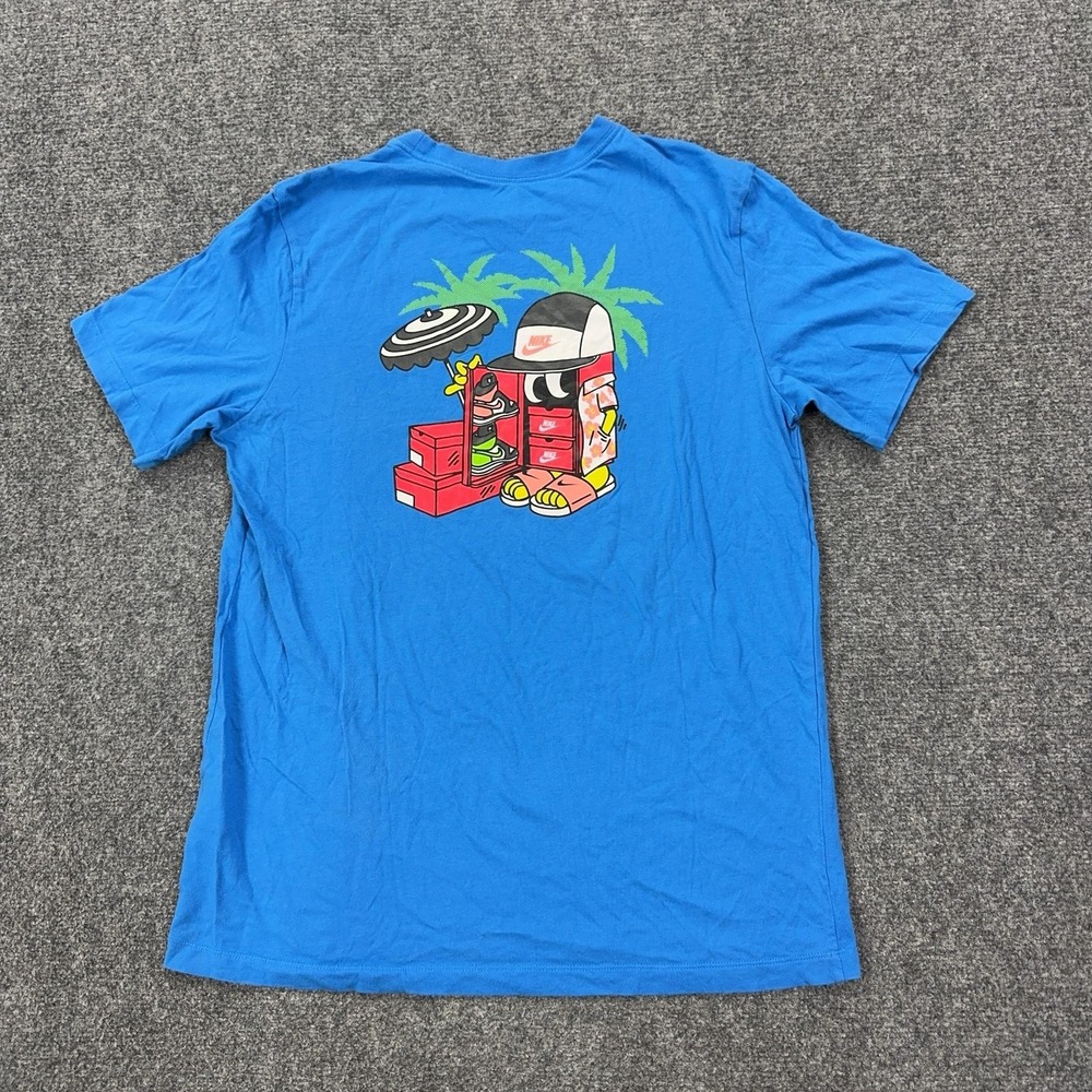Nike Shirt Mens Large Blue Sneaker Box Vacation Graphic‎ The Nike Tee Tagless